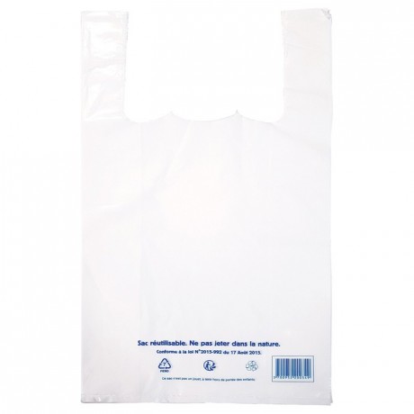 Sac bretelle en PEBD blanc 260 x 450 mm (lot de 500)