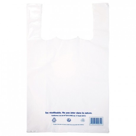 Sac bretelle en PEBD blanc 280 x 480 mm (lot de 500)