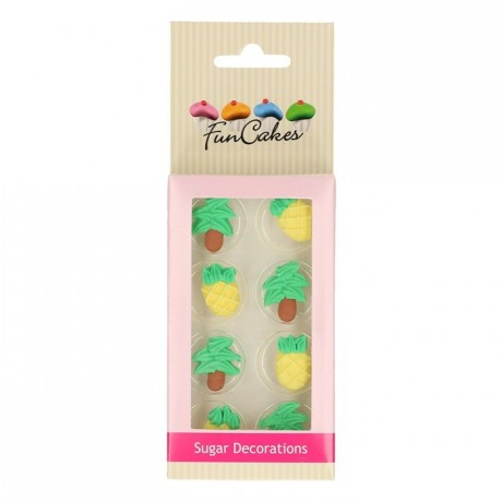 FunCakes Sugar Decorations Pineapple & Palm Trees Set/8