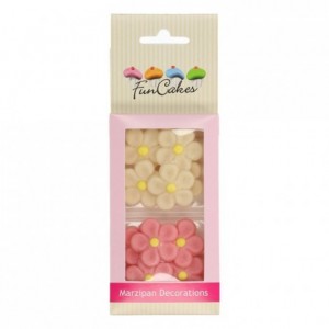 FunCakes Marzipan Decorations Daisies White/Pink Set/12