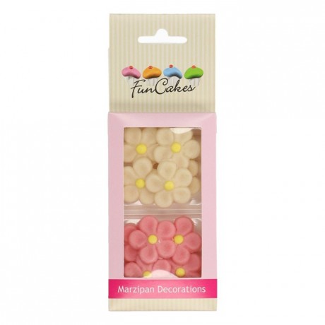 FunCakes Marzipan Decorations Daisies White/Pink Set/12