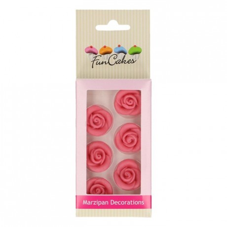 Décors en pâte d’amande FunCakes Roses Roses 6 pièces