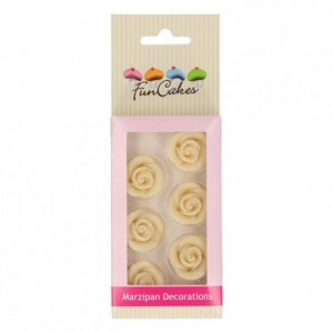 FunCakes Marzipan Decorations Roses White Set/6