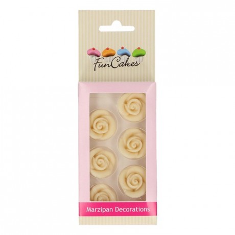 FunCakes Marzipan Decorations Roses White Set/6